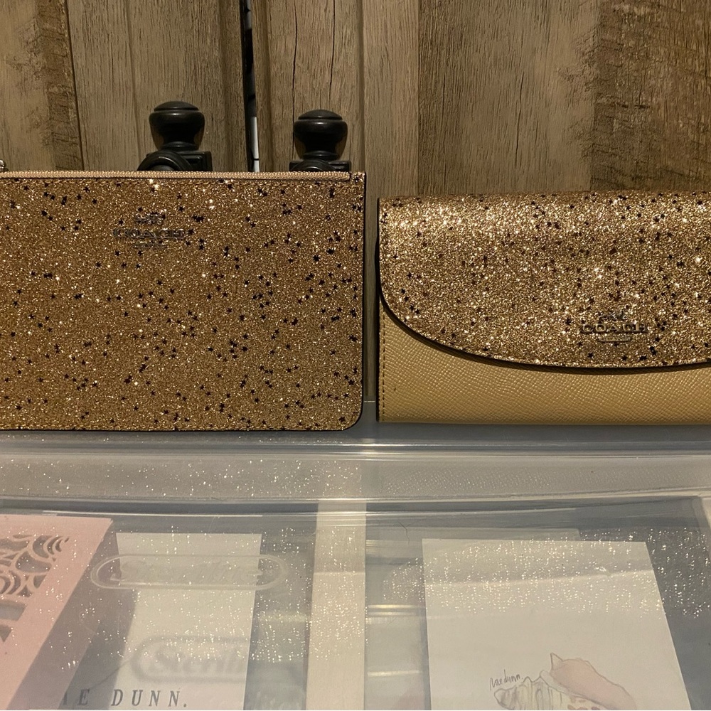 Coach Glitter Star Slim Envelope Wallet and Wristlet Set